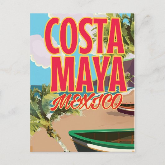 Carte Postale Affiche de la plage de Costa Maya au Mexique (Devant)