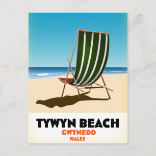 Carte Postale Affiche de la plage de Tywyn Gwynedd Pays de Galle