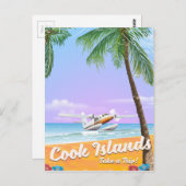 Carte Postale Affiche de la plage de voyage de Cook Islands Vint (Devant / Derrière)