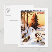 Carte Postale Affiche de luge et de ski dans les Vosges (Devant / Derrière)