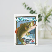 Carte Postale Affiche de pêche de l'État du Wisconsin (Debout devant)
