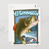 Carte Postale Affiche de pêche de l'État du Wisconsin (Devant / Derrière)