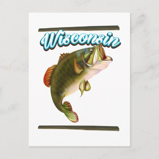 Carte Postale affiche de pêche du Wisconsin (Devant)
