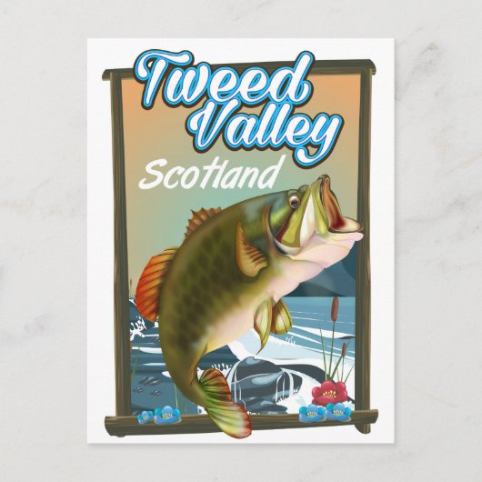Carte Postale Affiche de pêche écossaise de la vallée de Tweed. (Devant)