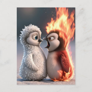 Carte Postale Affiche de pingouin Amber & Frosty Fire and Ice