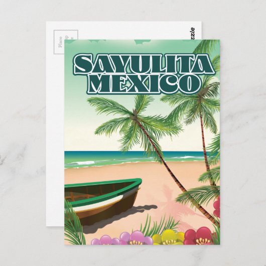 Carte Postale Affiche de plage de Sayulita Mexico (Devant / Derrière)