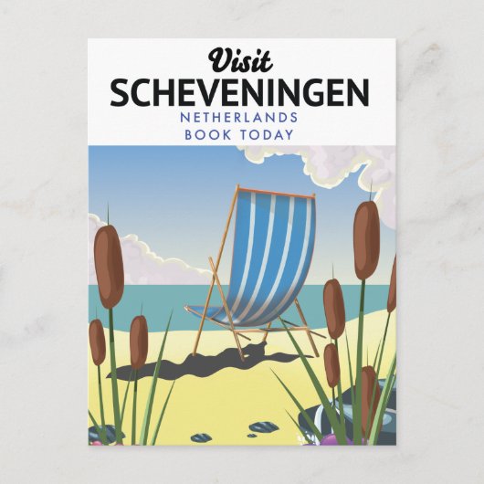 Carte Postale Affiche de plage de Scheveningen Pays-Bas (Devant)