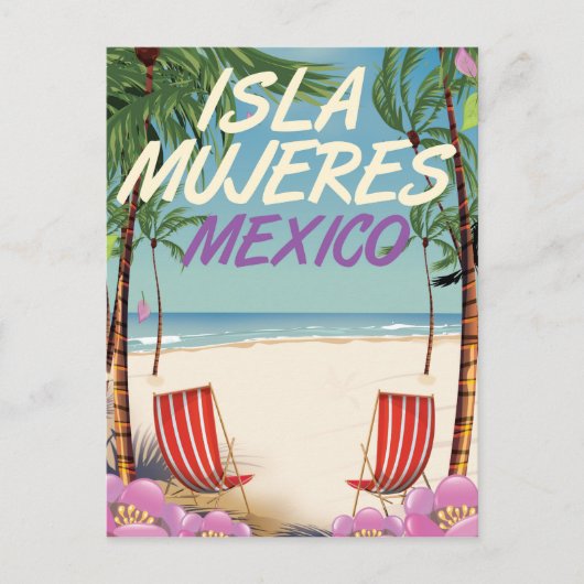 Carte Postale Affiche de plage d'Isla Mujeres Mexique (Devant)