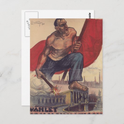 Carte Postale Affiche de propagande communiste (Devant / Derrière)