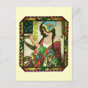 Carte Postale Affiche de quilteur Art Nouveau – Femme de couture