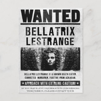 Carte Postale Affiche de recherche de Bellatrix Lestrange