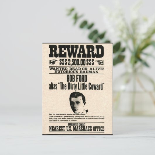 Carte Postale Affiche de récompense BOB FORD (Debout devant)