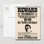 Carte Postale Affiche de récompense BOB FORD (Devant / Derrière)