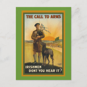 Carte Postale Affiche de recrutement irlandais de la Première Gu