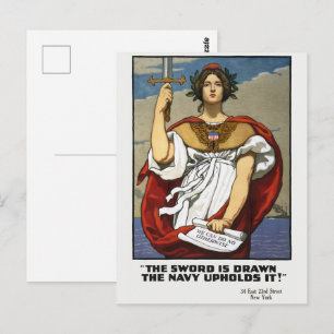 Carte Postale Affiche de recrutement vintage de la marine de la