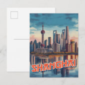 Carte Postale Affiche de Shanghai Skyline : Vivant paysage urbai (Devant / Derrière)