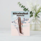Carte Postale affiche de ski autrichienne de Kitzbuhel (Debout devant)