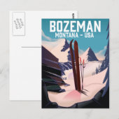 Carte Postale Affiche de ski Bozeman Montana (Devant / Derrière)