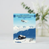 Carte Postale affiche de ski crans-montana Suisse (Debout devant)