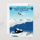 Carte Postale affiche de ski crans-montana Suisse (Devant / Derrière)