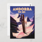 Carte Postale affiche de ski d'Andorre. (Devant / Derrière)