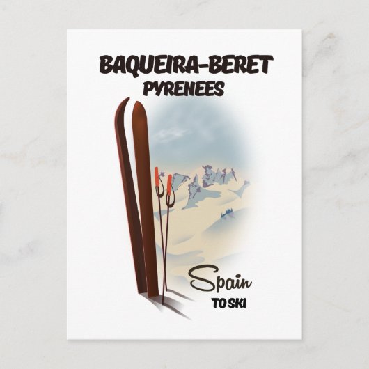 Carte Postale Affiche de ski de Baqueira-Beret en Espagne. (Devant)
