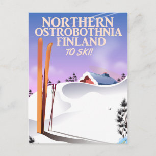 Carte Postale Affiche de ski de l'Ostrobotnie du Nord en Finland