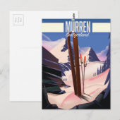 Carte Postale Affiche de ski de Murren Suisse impression d'art. (Devant / Derrière)
