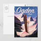 Carte Postale affiche de ski d'Ogden, Utah (Devant / Derrière)