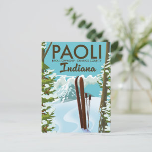 Carte Postale Affiche de ski du comté de Paoli Orange dans l'Ind