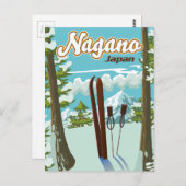 Carte Postale Affiche de ski du Japon à Nagano (Devant / Derrière)