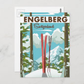 Carte Postale Affiche de ski Engelberg Suisse (Devant / Derrière)