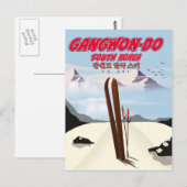 Carte Postale Affiche de ski Gangwon do Corée (Devant / Derrière)