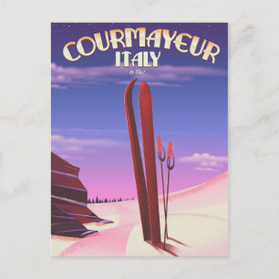 Carte Postale Affiche de ski italienne de Courmayeur
