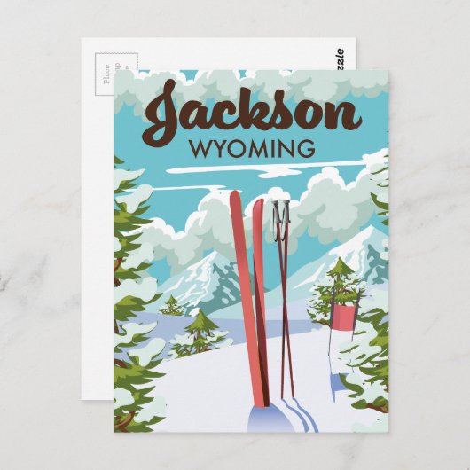 Carte Postale Affiche de ski Jackson Wyoming (Devant / Derrière)