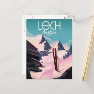 Carte Postale Affiche de ski Lech Austria.