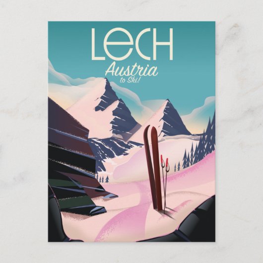 Carte Postale Affiche de ski Lech Austria. (Devant)
