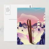 Carte Postale Affiche de ski vintage (Devant / Derrière)