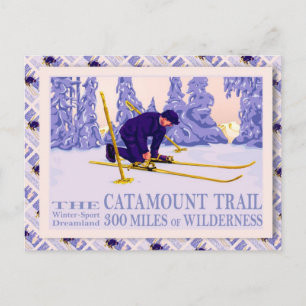 Carte Postale Affiche de ski vintage, The Catamount Trail