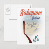 Carte Postale Affiche de ski Zakopane Pologne (Devant / Derrière)