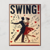 Carte Postale Affiche de soirée de danse swing vintage (Devant)