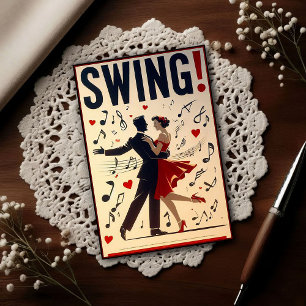 Carte Postale Affiche de soirée de danse swing vintage