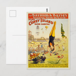 Carte Postale Affiche de spectacle de foire de Coney Island 1898