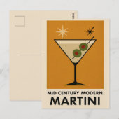 Carte Postale Affiche de style milieu du siècle moderne Martini (Devant / Derrière)