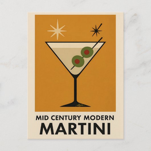Carte Postale Affiche de style milieu du siècle moderne Martini (Devant)