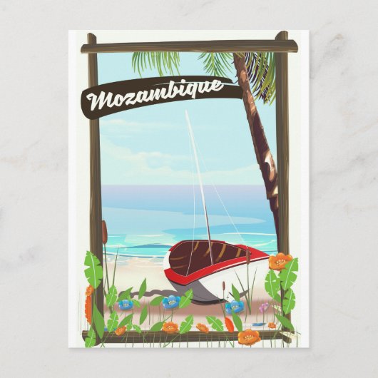 Carte Postale Affiche de vacances de bateau de pêche de Mozambiq (Devant)