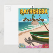 Carte Postale Affiche de vacances de la plage de Bathsheba à la (Devant / Derrière)