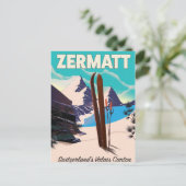 Carte Postale Affiche de vacances de ski à Zermatt (Debout devant)