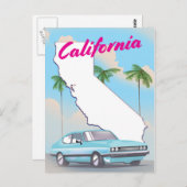 Carte Postale Affiche de vacances de style vintage californien (Devant / Derrière)