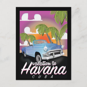 Carte Postale Affiche de vacances de voiture vintage à La Havane